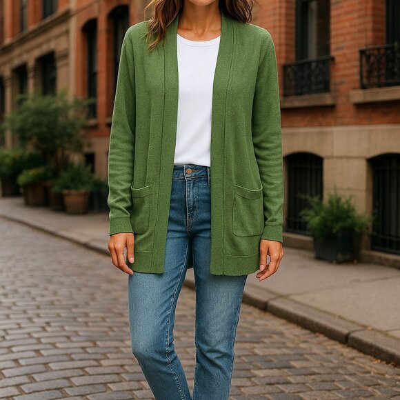 BOBEAU Petite Women Green Cardigan PS - Picture 6 of 6